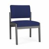 Lesro Lenox Steel Armless Guest Chair Metal Frame, Charcoal, OH Cobalt Upholstery LS1102